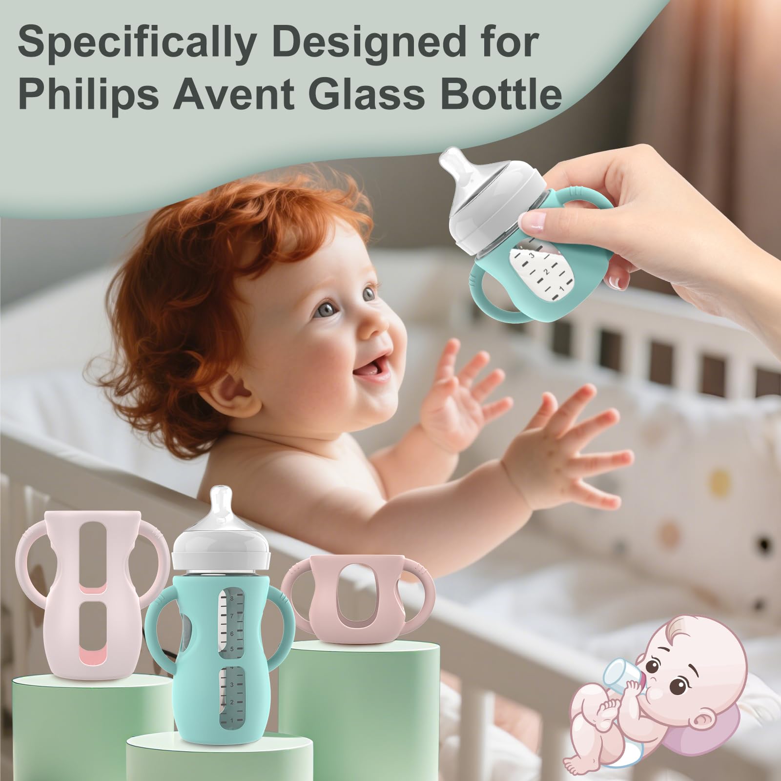 Jifvrnk three-pack silicone sleeves with handles for easy feeding.