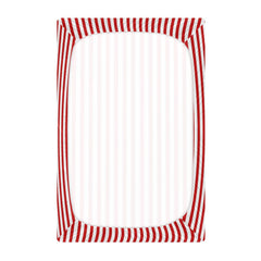 Jihqo nursery scene with striped sheet highlights easy setup and decor appeal.