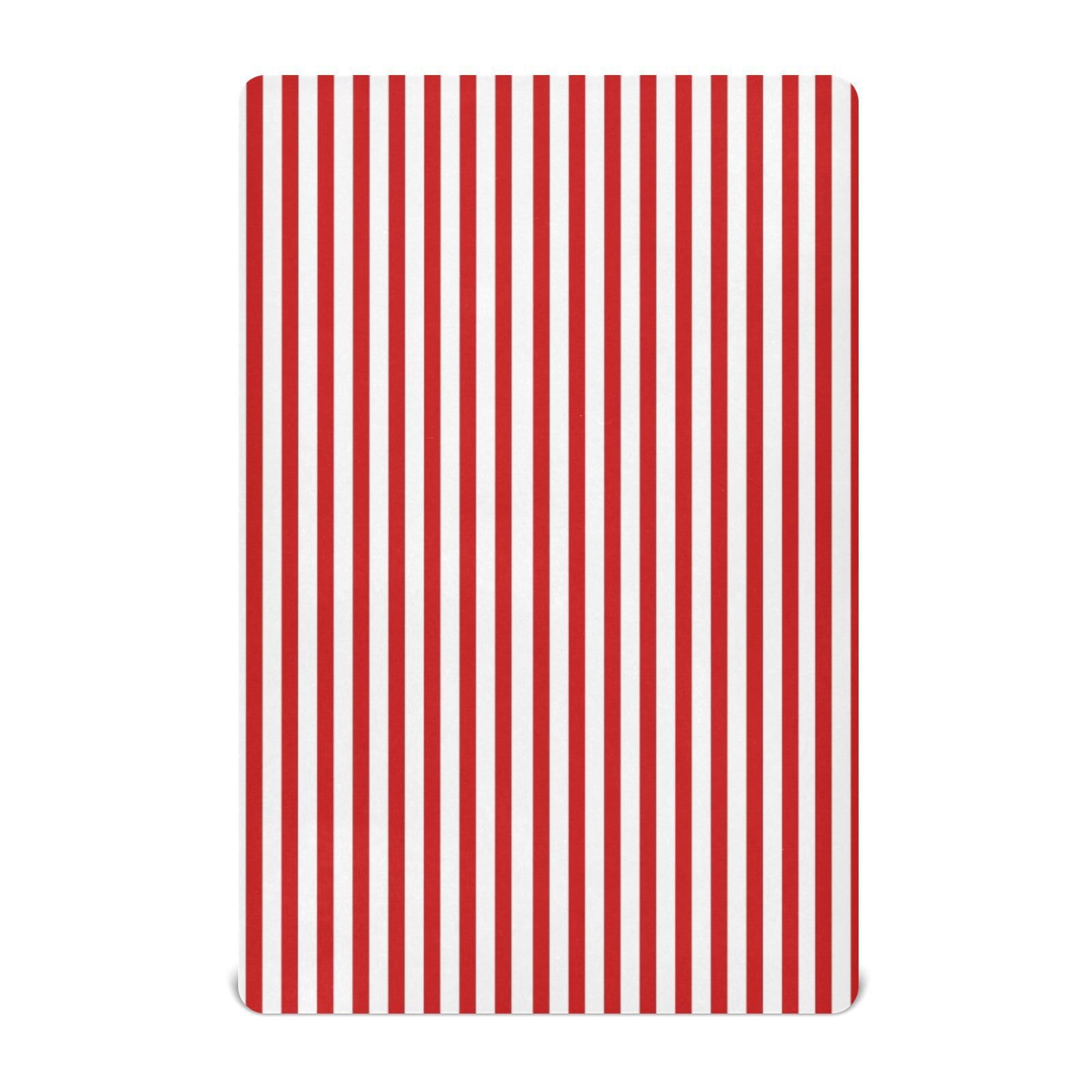 Jihqo red white stripes crib sheet close-up shows snug fit and breathable comfort.