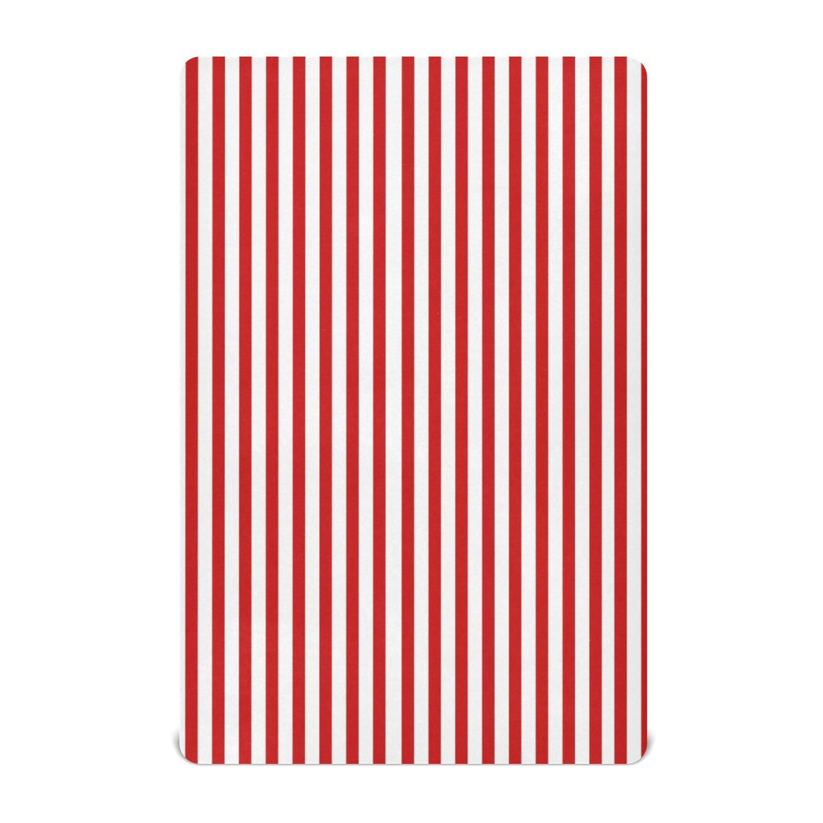 Jihqo red white stripes crib sheet close-up shows snug fit and breathable comfort.