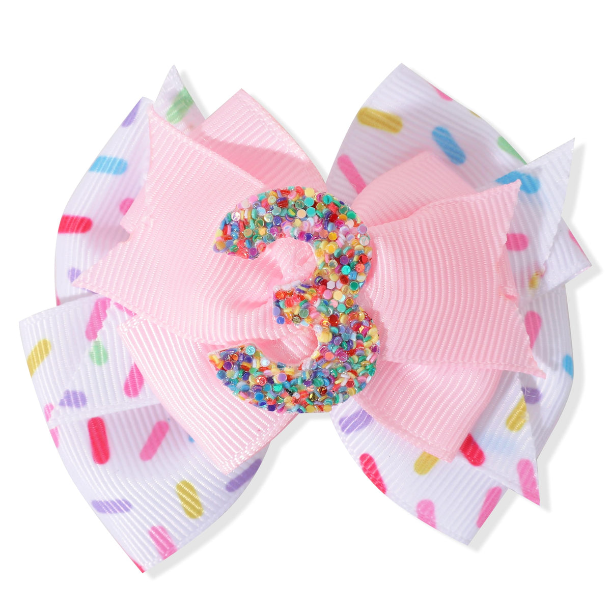 Jissoo Sprinkle Confetti Hair Bow pink with sparkle for celebrations