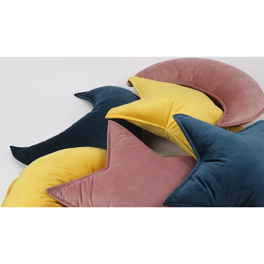 JIKAL star moon teal pillow closeup highlights soft velvet for naptime