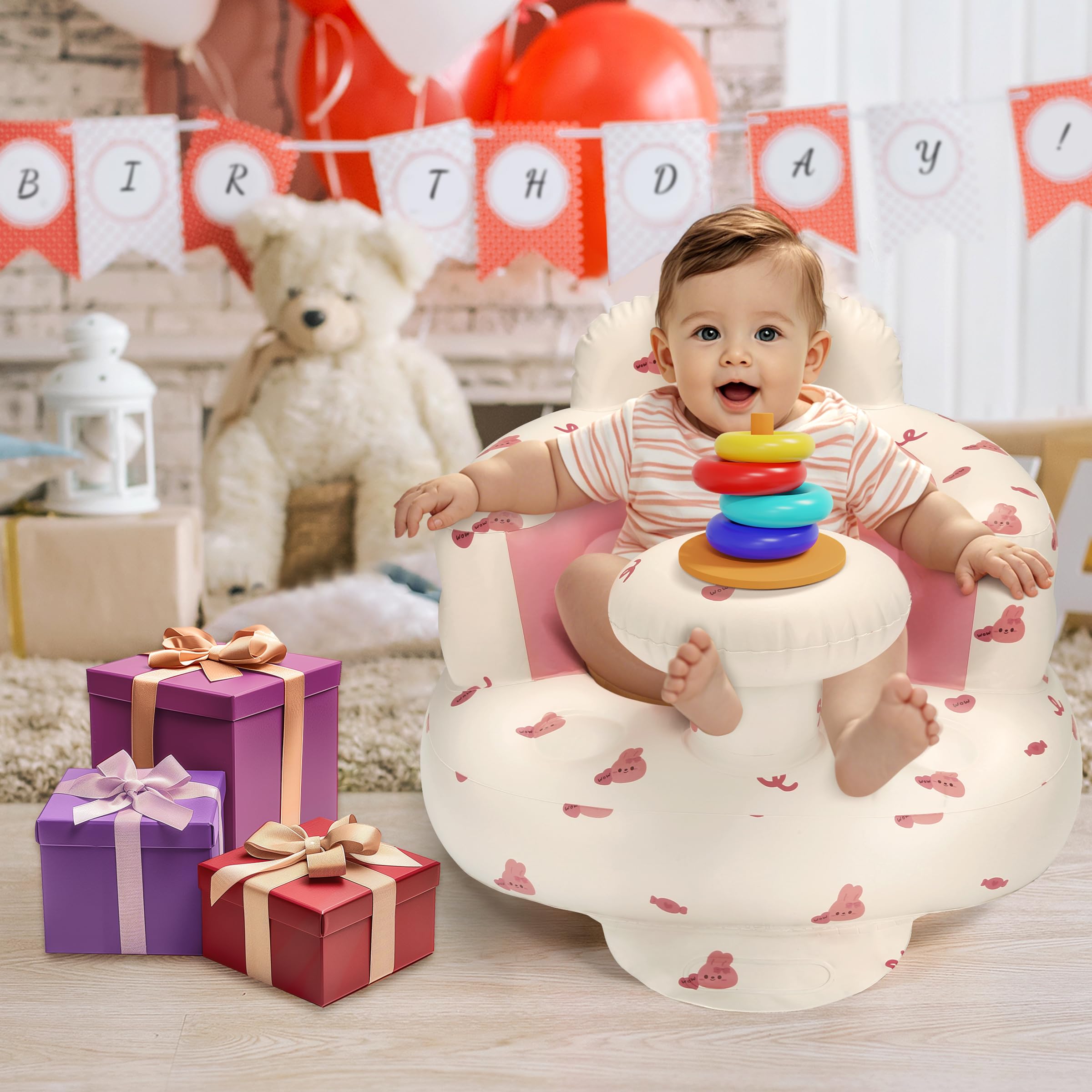 Jikasho inflatable baby seat ready for camping and travel adventures