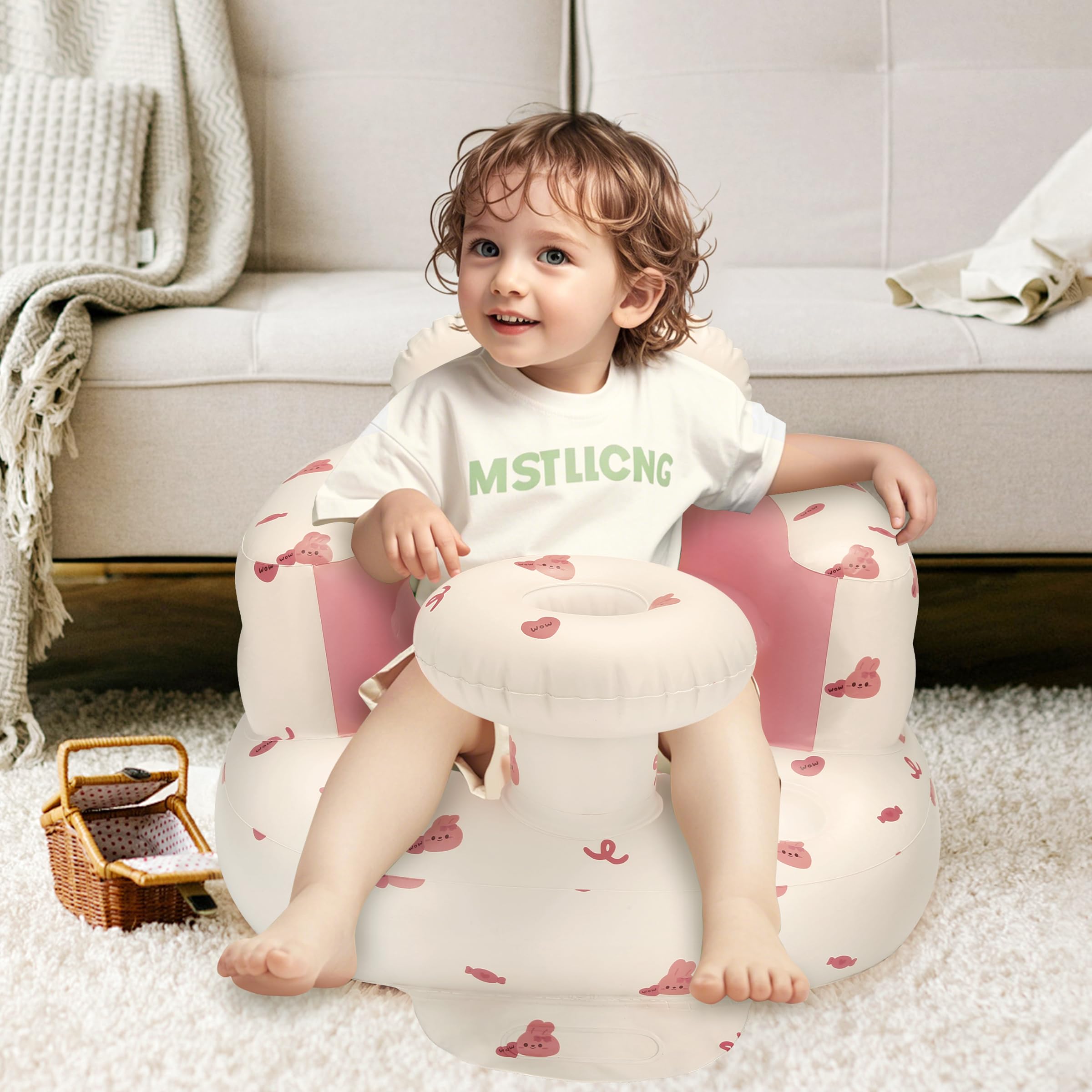 Jikasho inflatable baby seat ergonomic backrest supports head and spine