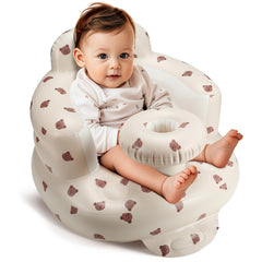 Jikasho inflatable baby seat front view highlighting safe, comfy support for early sitting