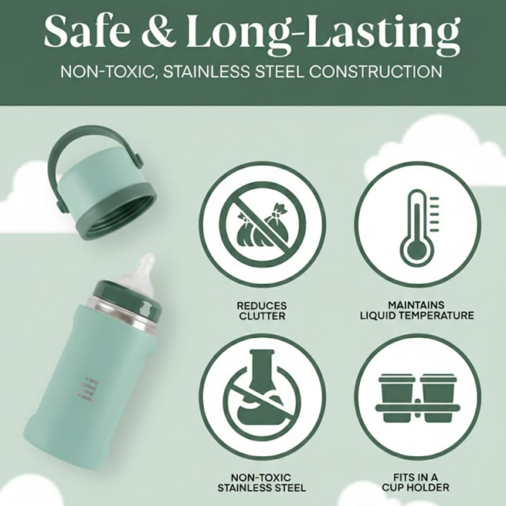 Jili All-in-One Bottle leak-proof lid prevents spills during transport.