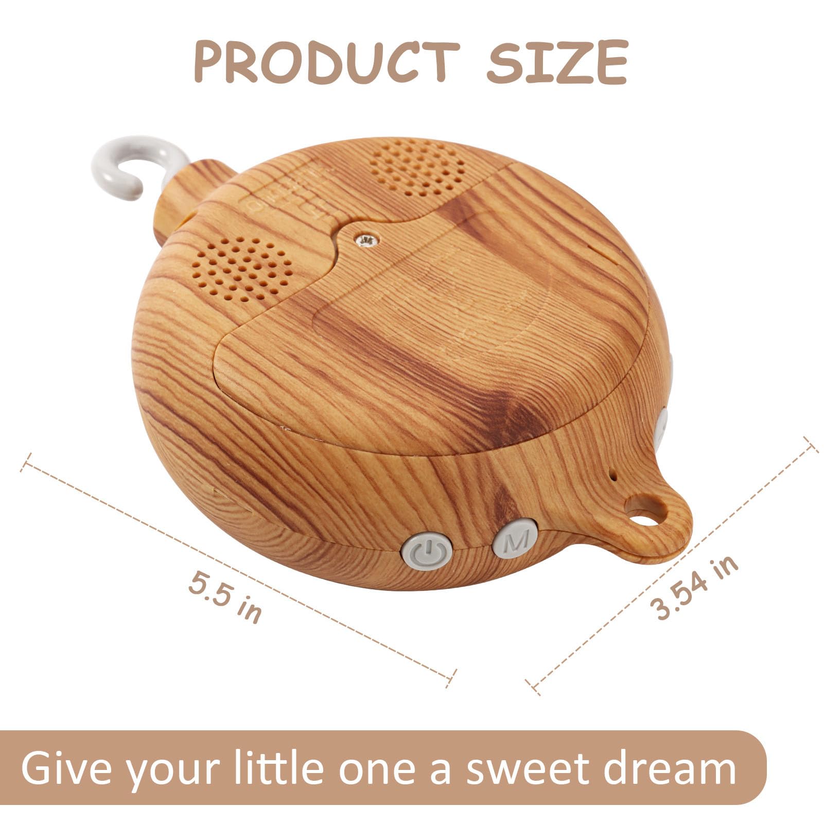 JILPAK baby mobile button panel enables easy mode and volume control.