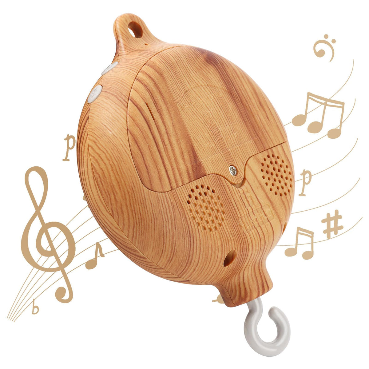 JILPAK baby mobile imitation wood design adds calming, natural nursery decor.