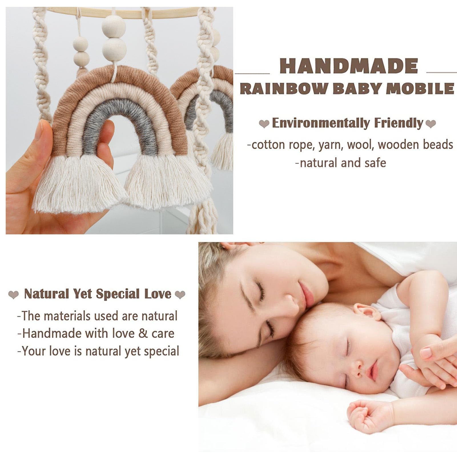 JILPAK handmade macrame tassels mobile adds natural texture and cozy charm to a crib.