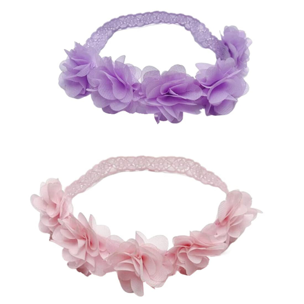 Jilukibo baby headband pink-purple close-up showing soft skin-friendly fit.