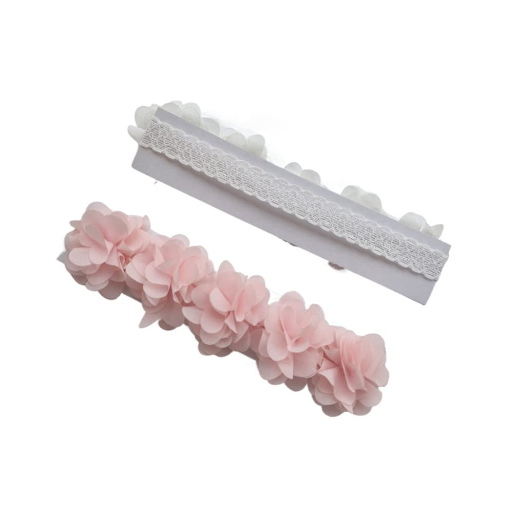 Jilukibo baby elastic lace bows headband in white for soft, versatile styling.