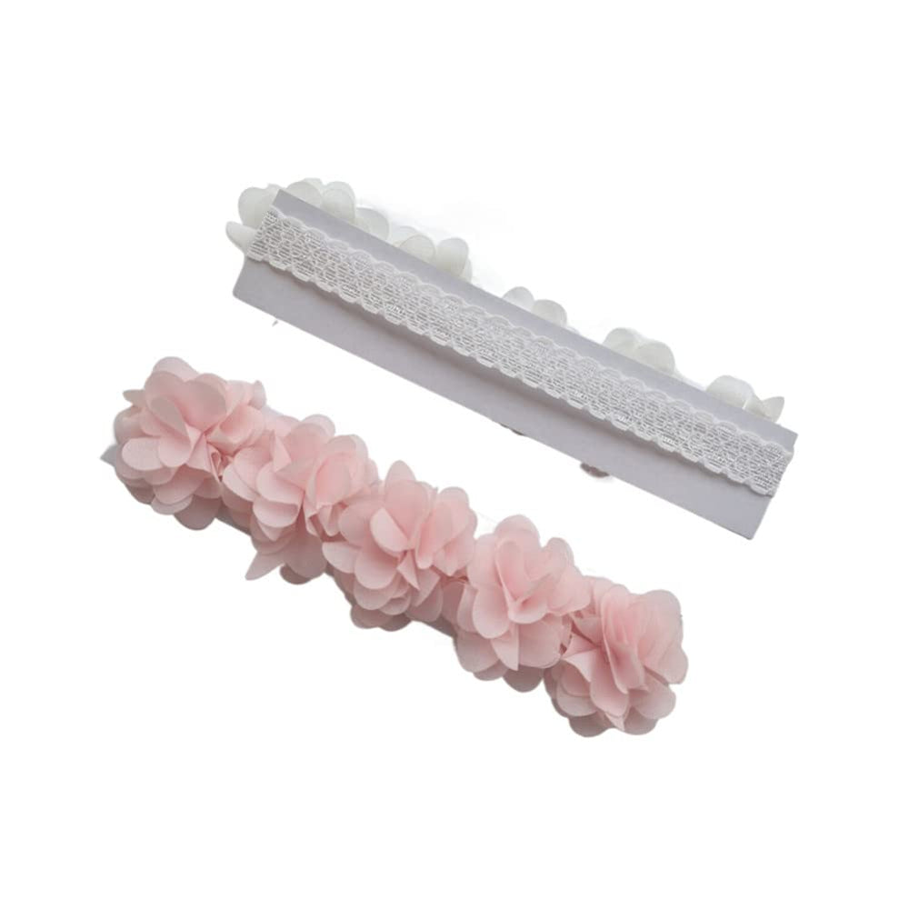 Jilukibo baby elastic lace bows headband in white for soft, versatile styling.