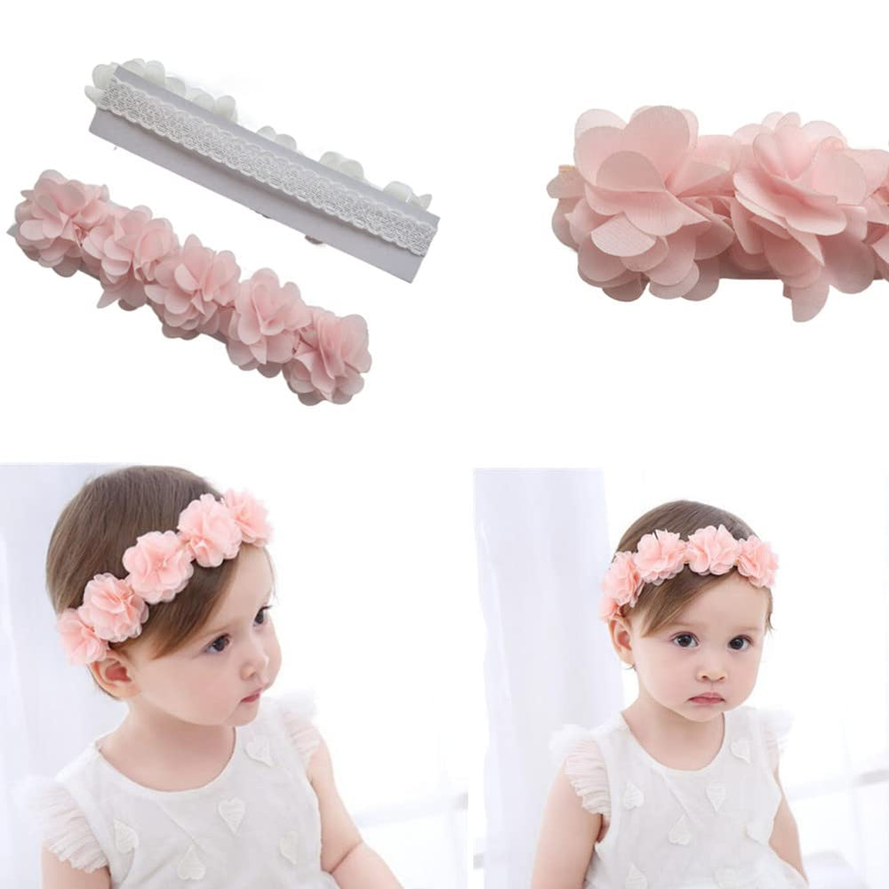 Jilukibo two-pack lace headbands—pink and white for coordinated outfits.