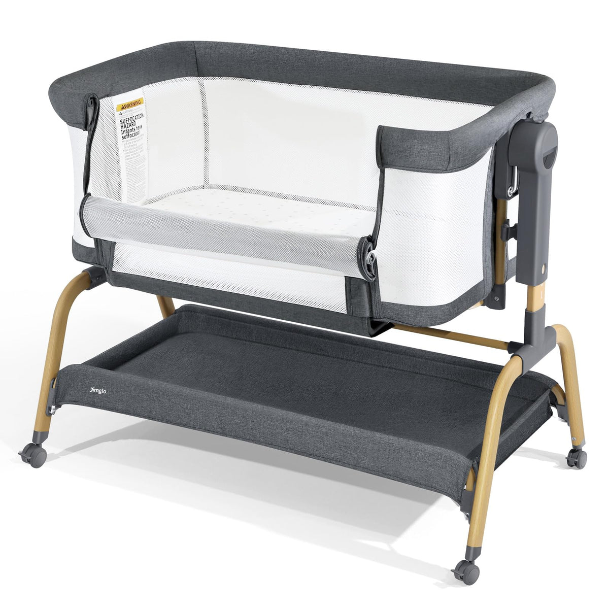 Jimglo 3-in-1 bassinet full view with sturdy frame for safe sleep