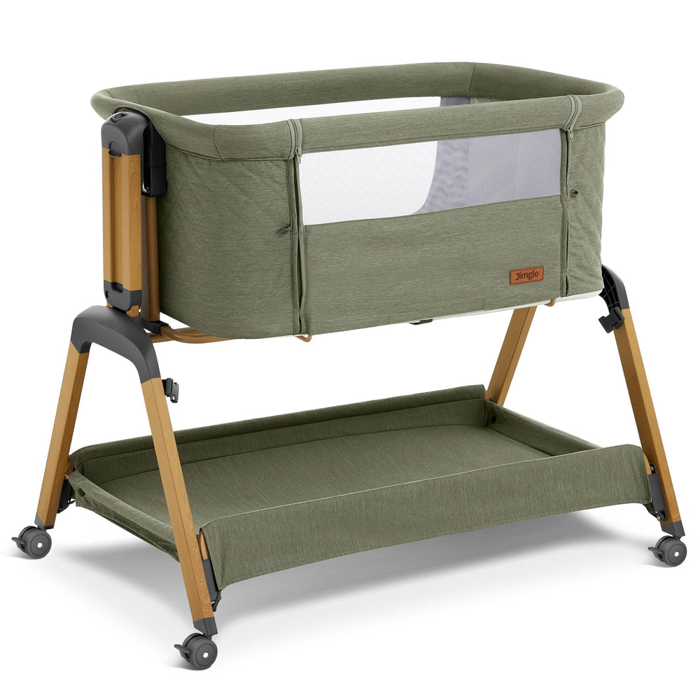 Jimglo 3 in 1 baby bassinet green main view highlights versatile sleep setup for newborns