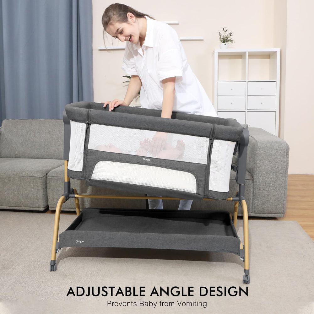 Jimglo bassinet in rocking mode for gentle soothing movements