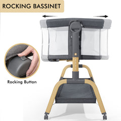 Jimglo bedside sleeper attached to bed for easy nighttime accessibility