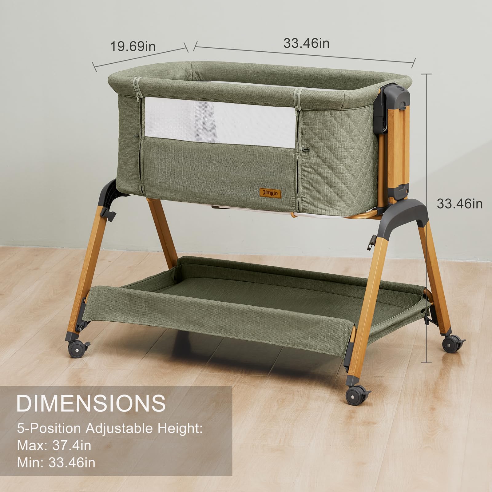 Jimglo no-tools assembly green highlights quick, tool-free setup