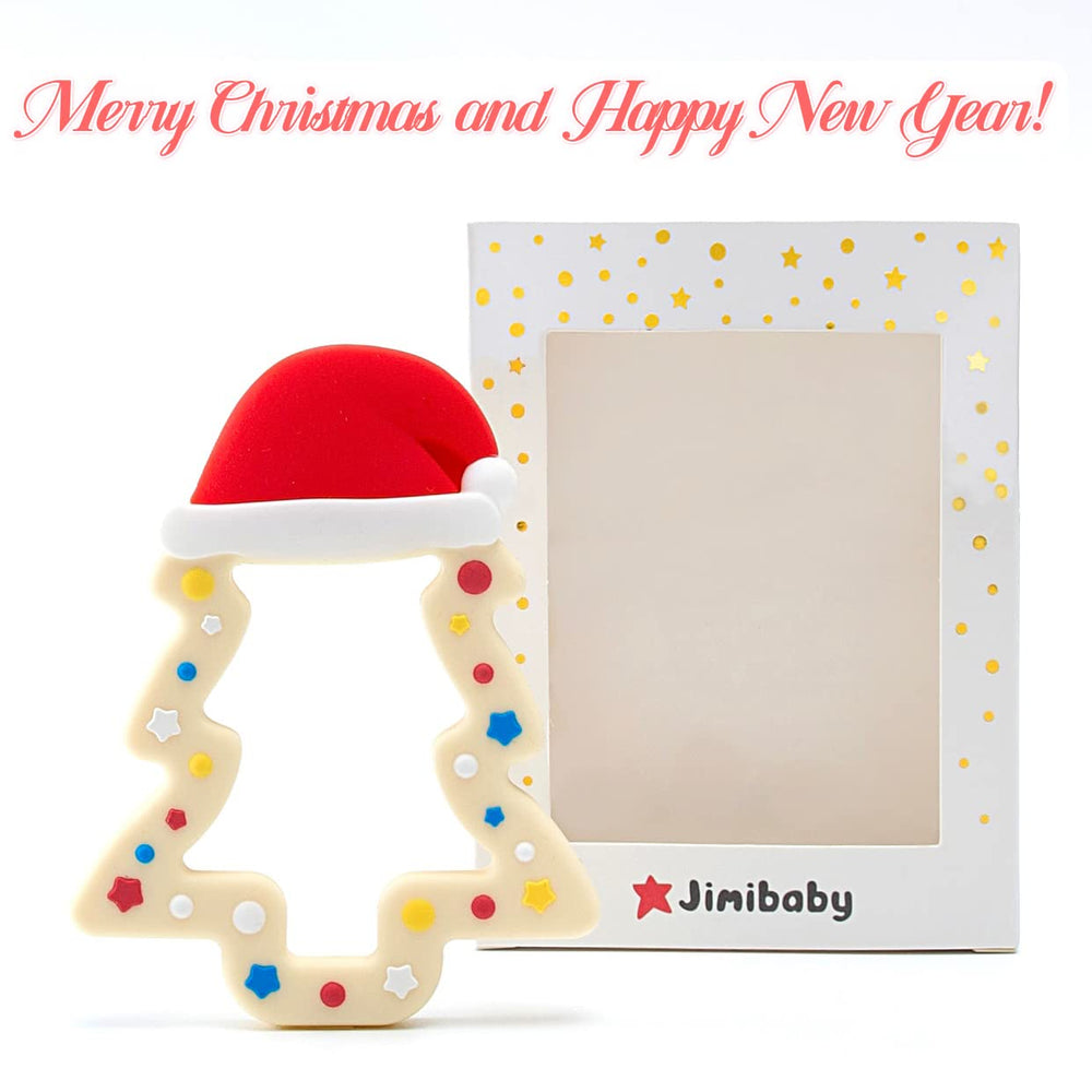 Jimibaby Christmas Teether top-rack dishwasher safe for easy cleaning.