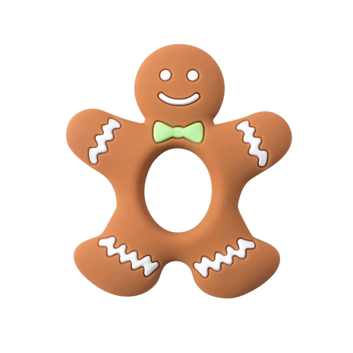 Jimibaby Gingerbread Man teether easy-grip design for tiny hands and soothing gums.