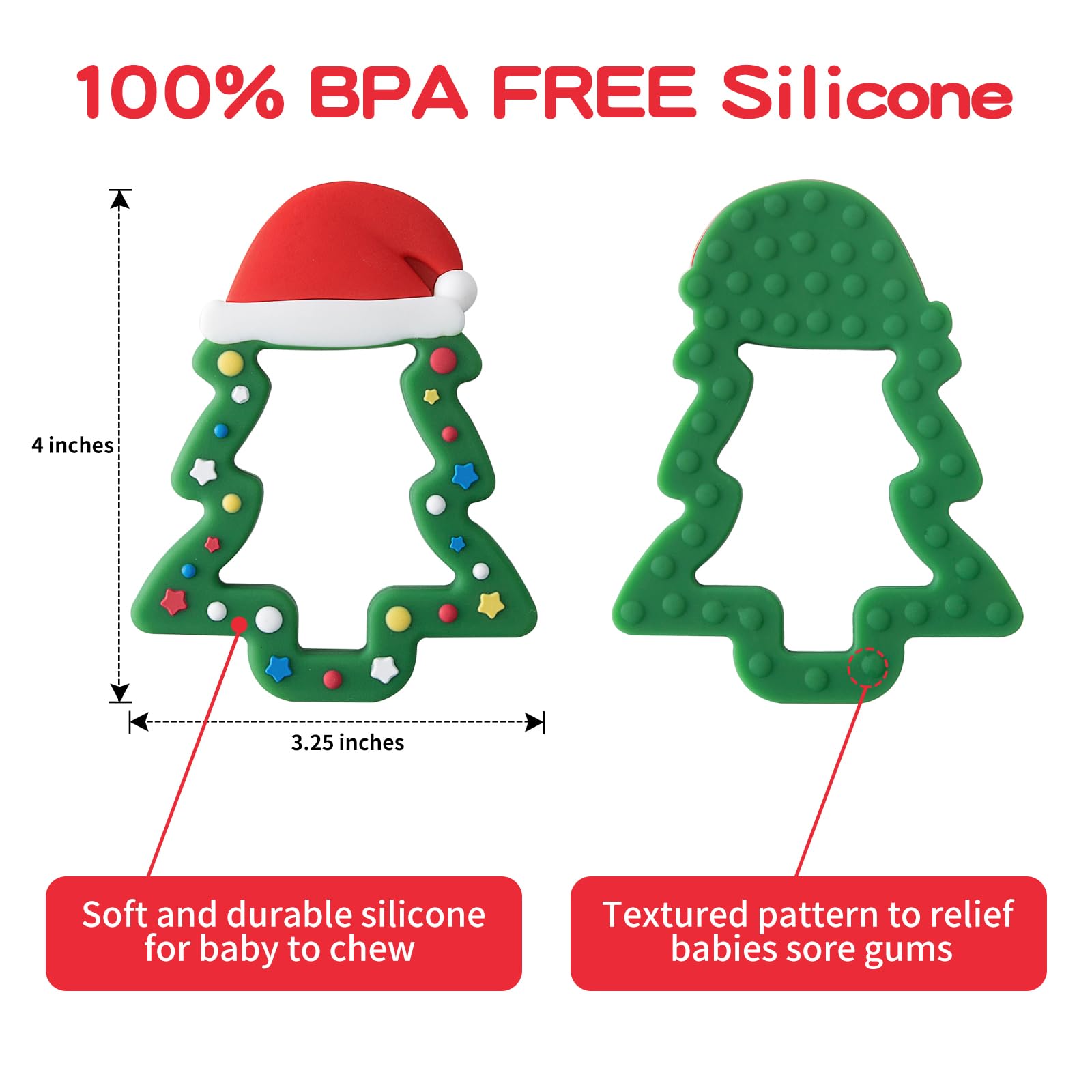 Jimibaby silicone teether freezer-ready design offers extra cooling relief.