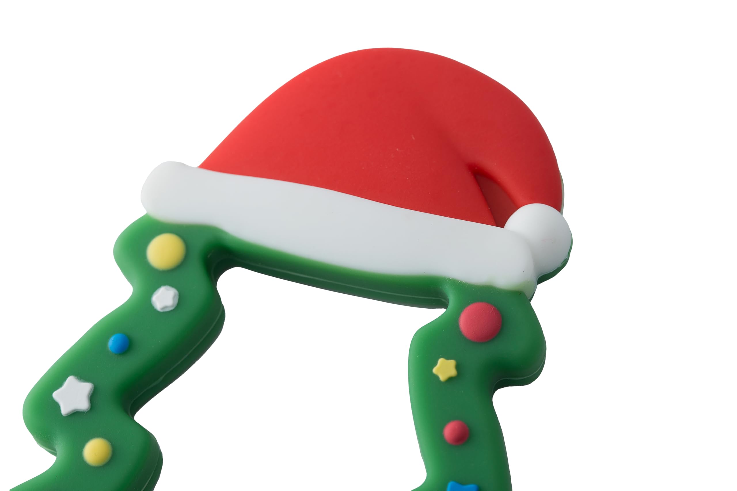 Jimibaby teether close-up shows textured bumps providing gum-smoothing sensation.