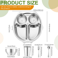 Jinei kids stainless-steel-plates close-up shows durable, dishwasher-safe design for daily use
