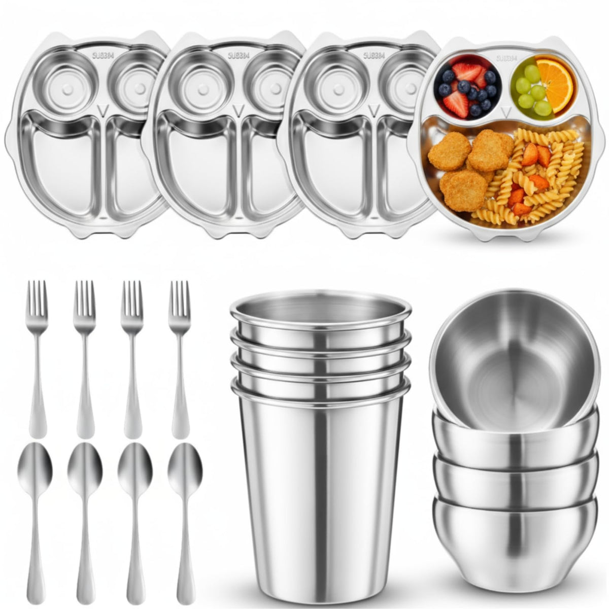Jinei kids owl-plates close-up highlighting playful mealtime design for picky eaters