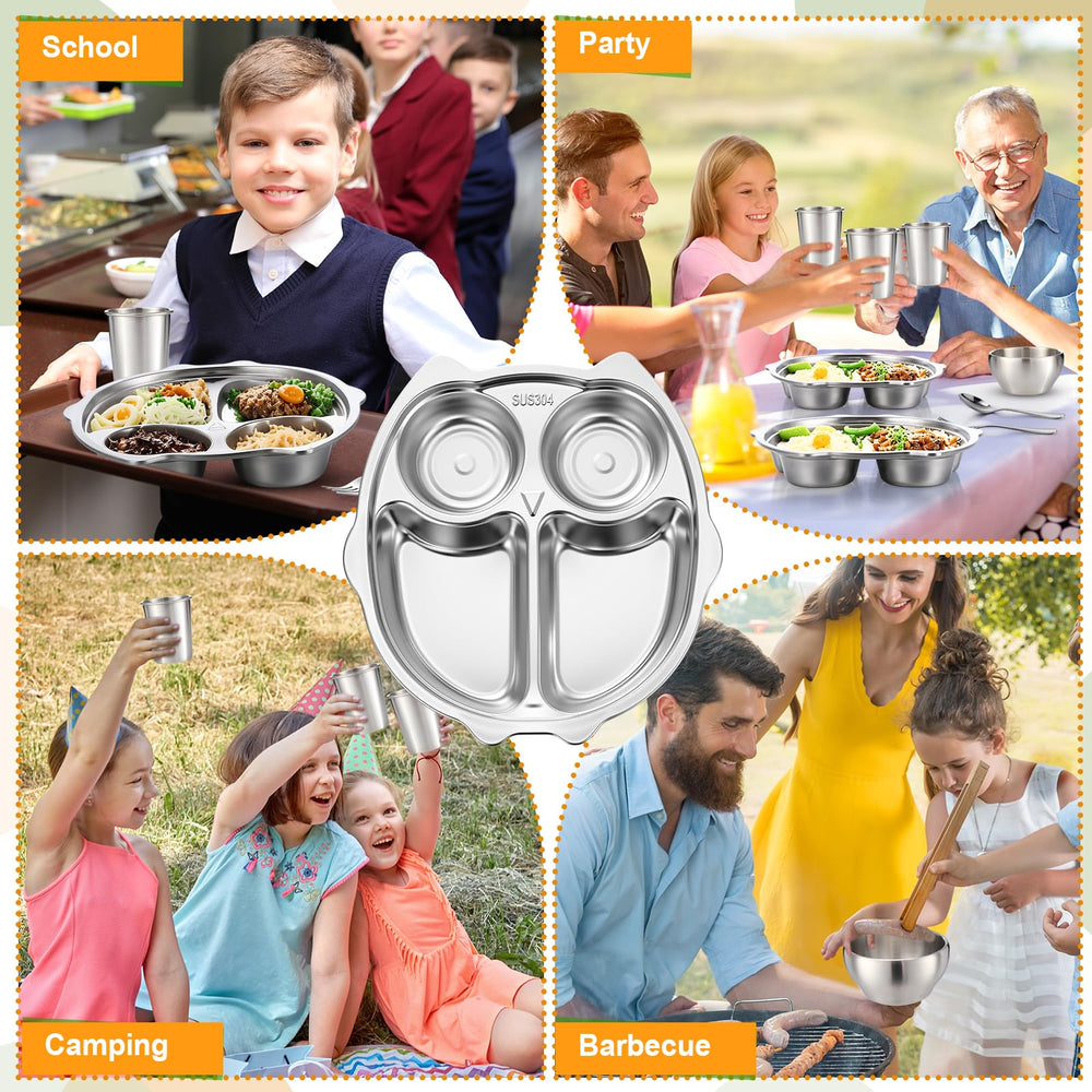 Jinei mealtime-setup picnic image illustrating family-friendly stainless steel tableware