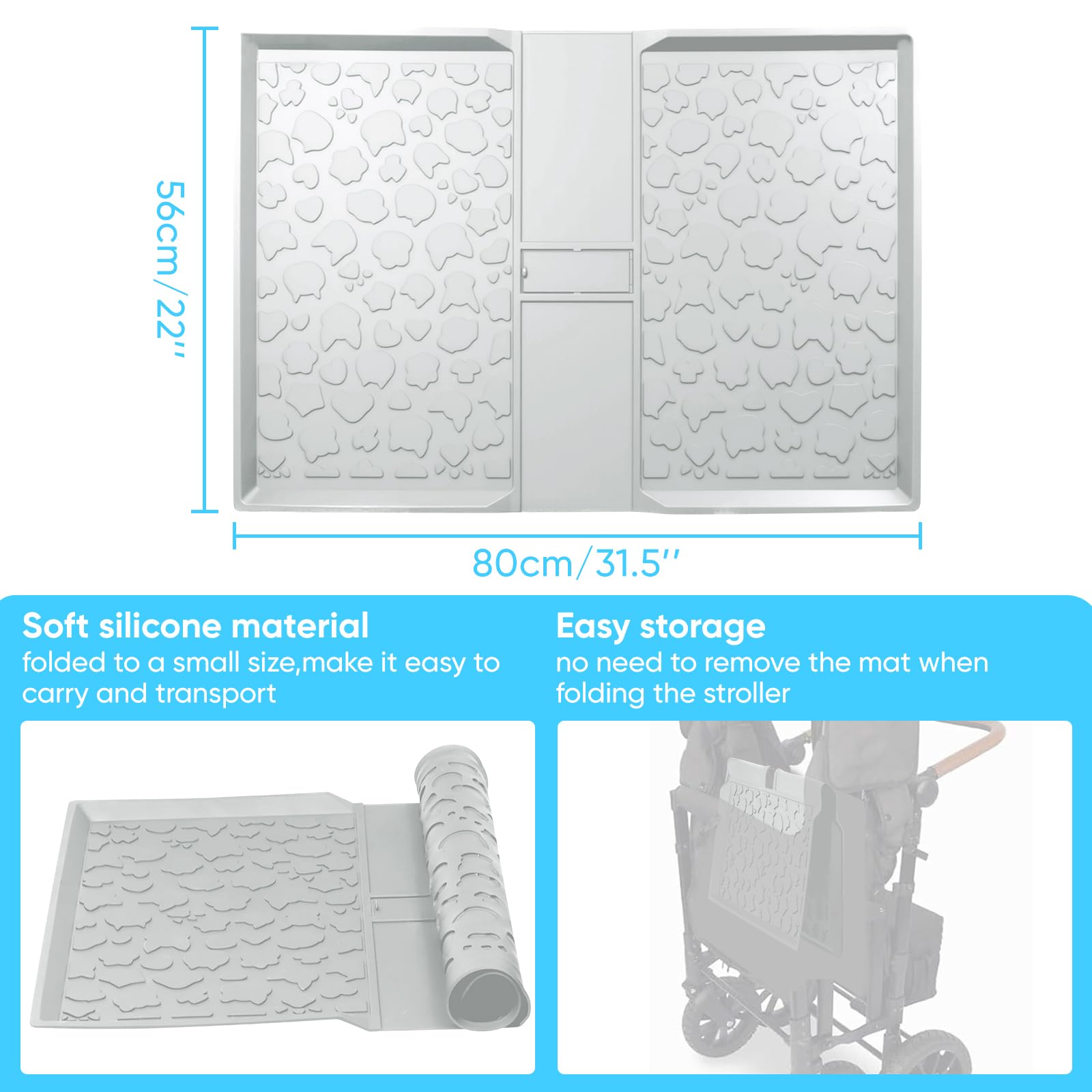JingRoom all-weather mat strap-holes view highlighting easy fold access without interfering with straps.