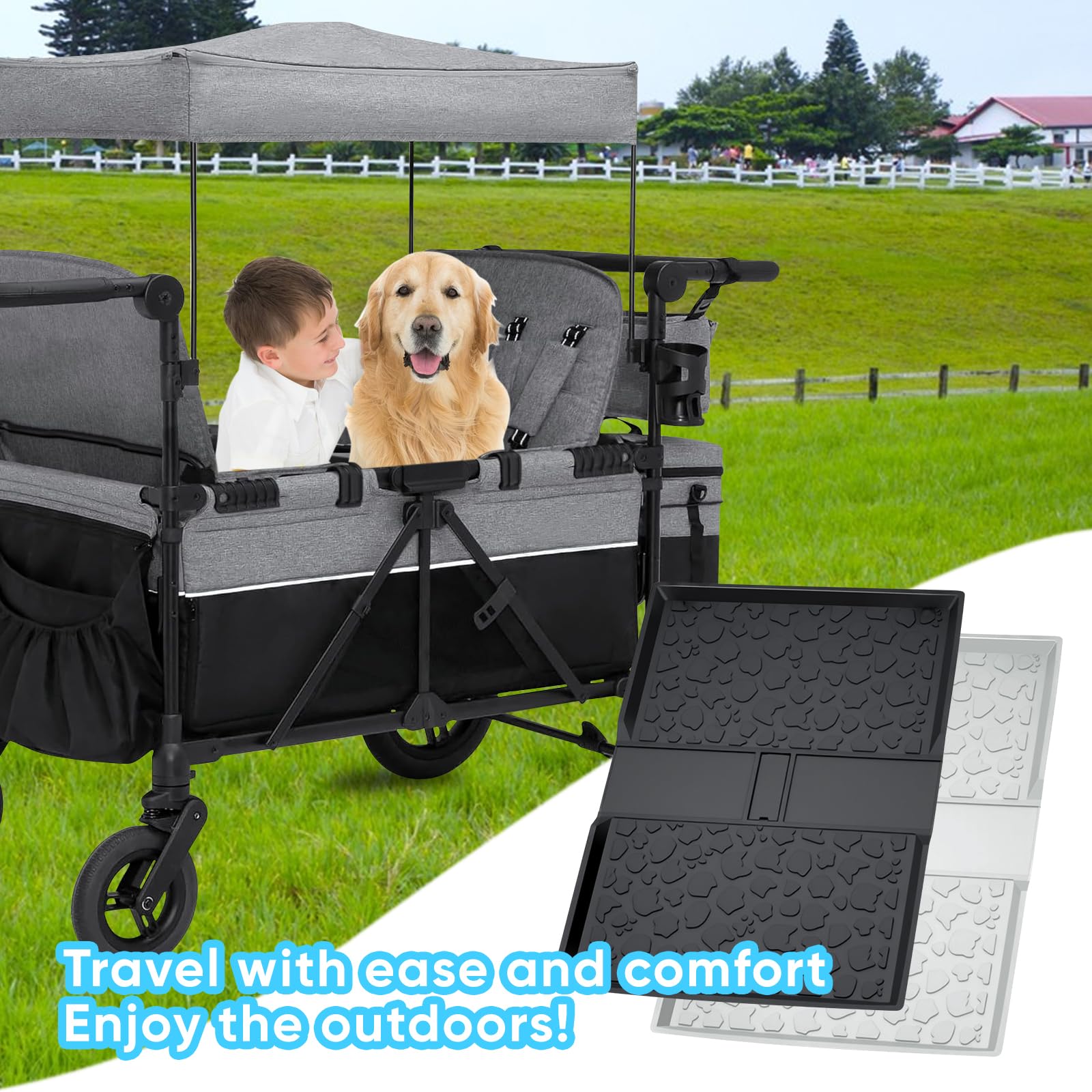 JingRoom all weather mat folded for compact storage after a trip