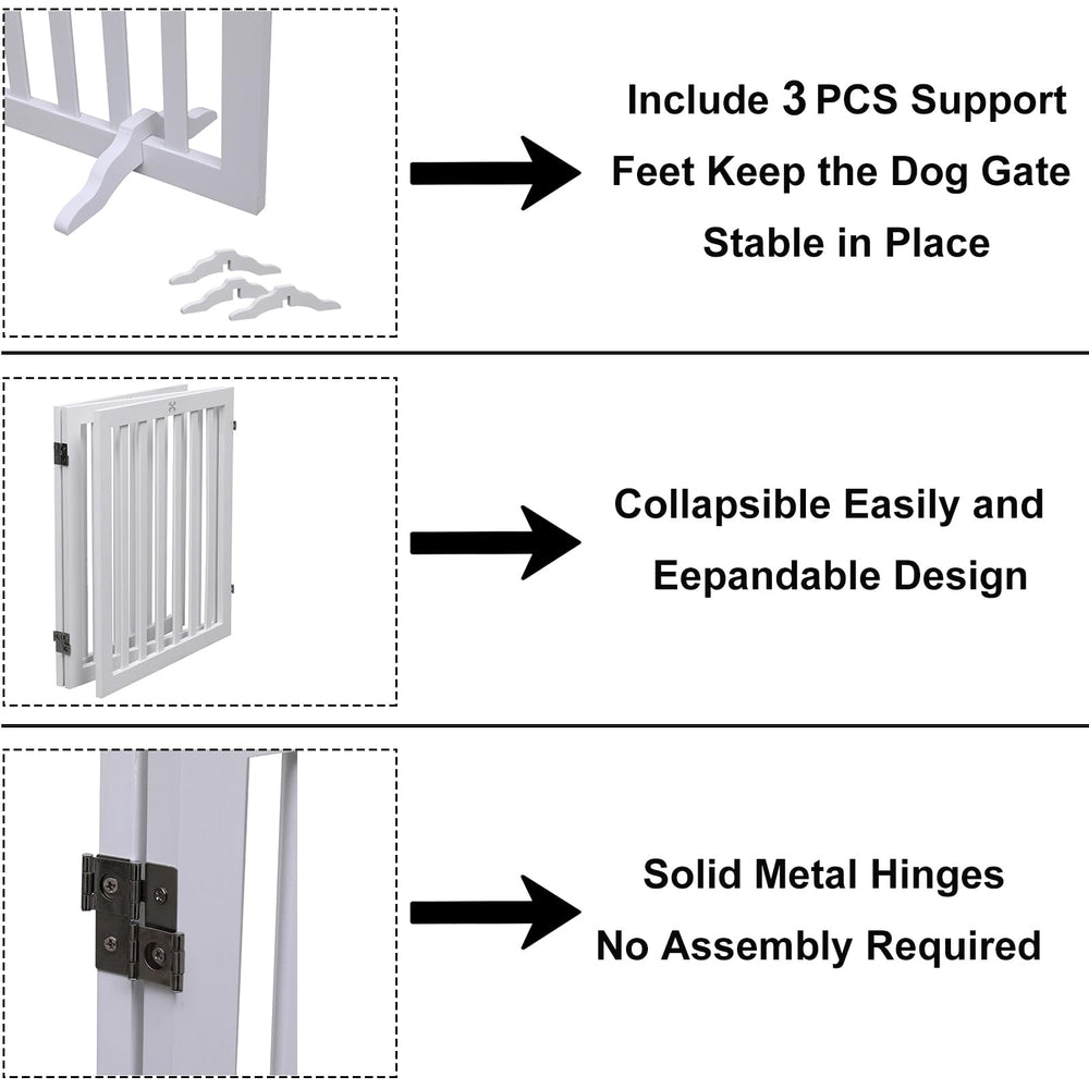 JINHYUMY dog gate with base support feet stabilizes on even floors