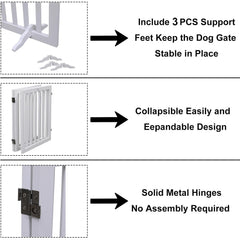 JINHYUMY dog gate with base support feet stabilizes on even floors