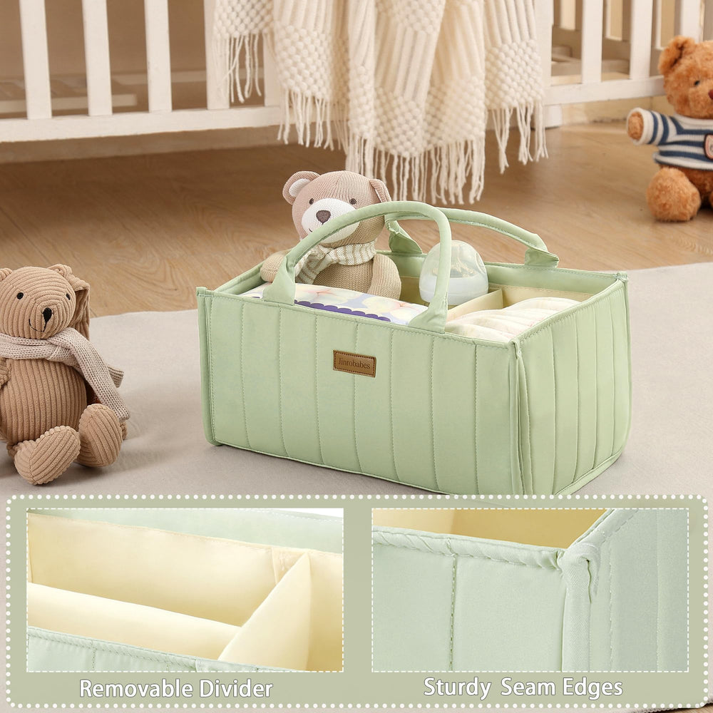Jinrobabes diaper caddy maximizes newborn essentials in a compact, space-saving design.
