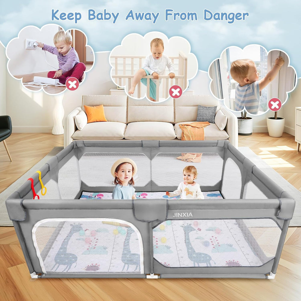 JINXIA baby playpen foldable mat 50x50 demonstrating ample crawling space