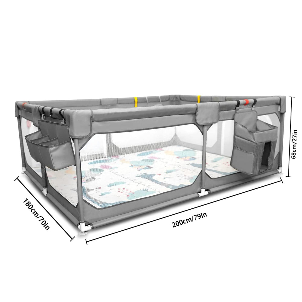 JINXIA playpen uses four suction cups for a stable setup on smooth floors.