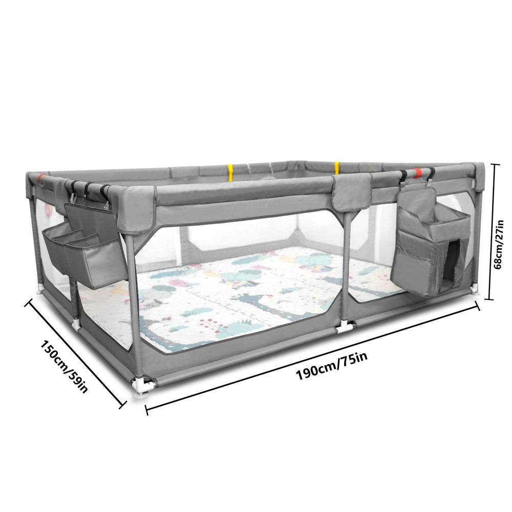 JINXIA playpen with storage bag and hanging accessory for convenient carry.