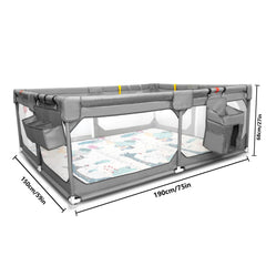 JINXIA playpen with storage bag and hanging accessory for convenient carry.