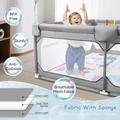 JINXIA baby playpen sturdy steel frame highlighting durability for long use