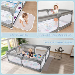 JINXIA playpen with safety suction cups on varied floors