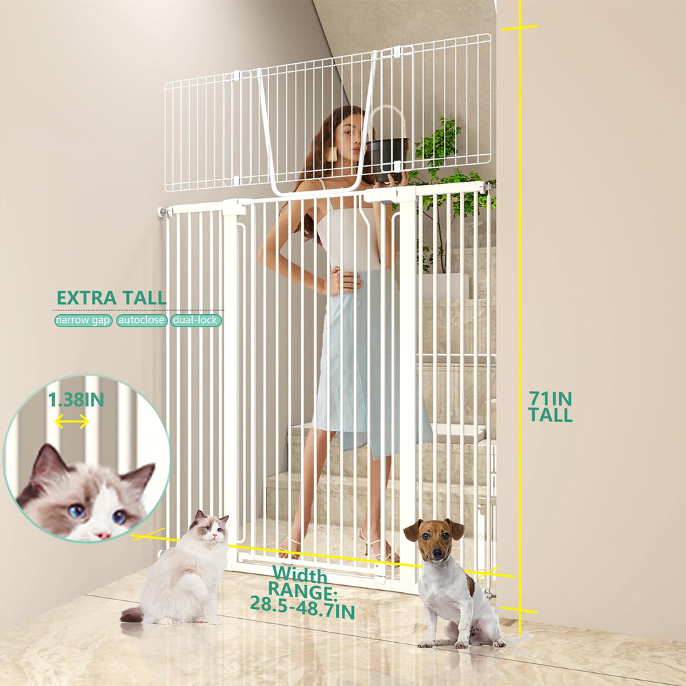 Jiprlak cat gate auto-close center handle for one-handed use and safe closure.