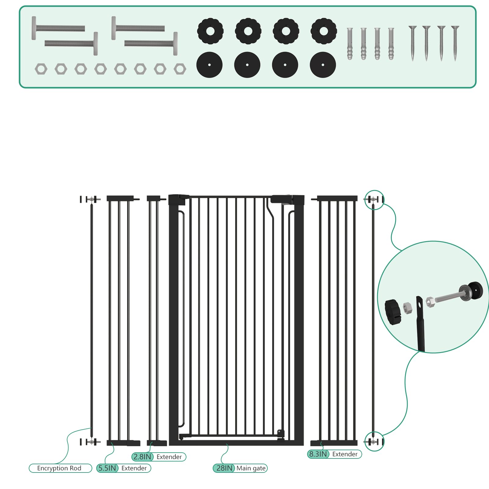 Jiprlak extensions 5.5 and 8.26 inches widen to fit doorways