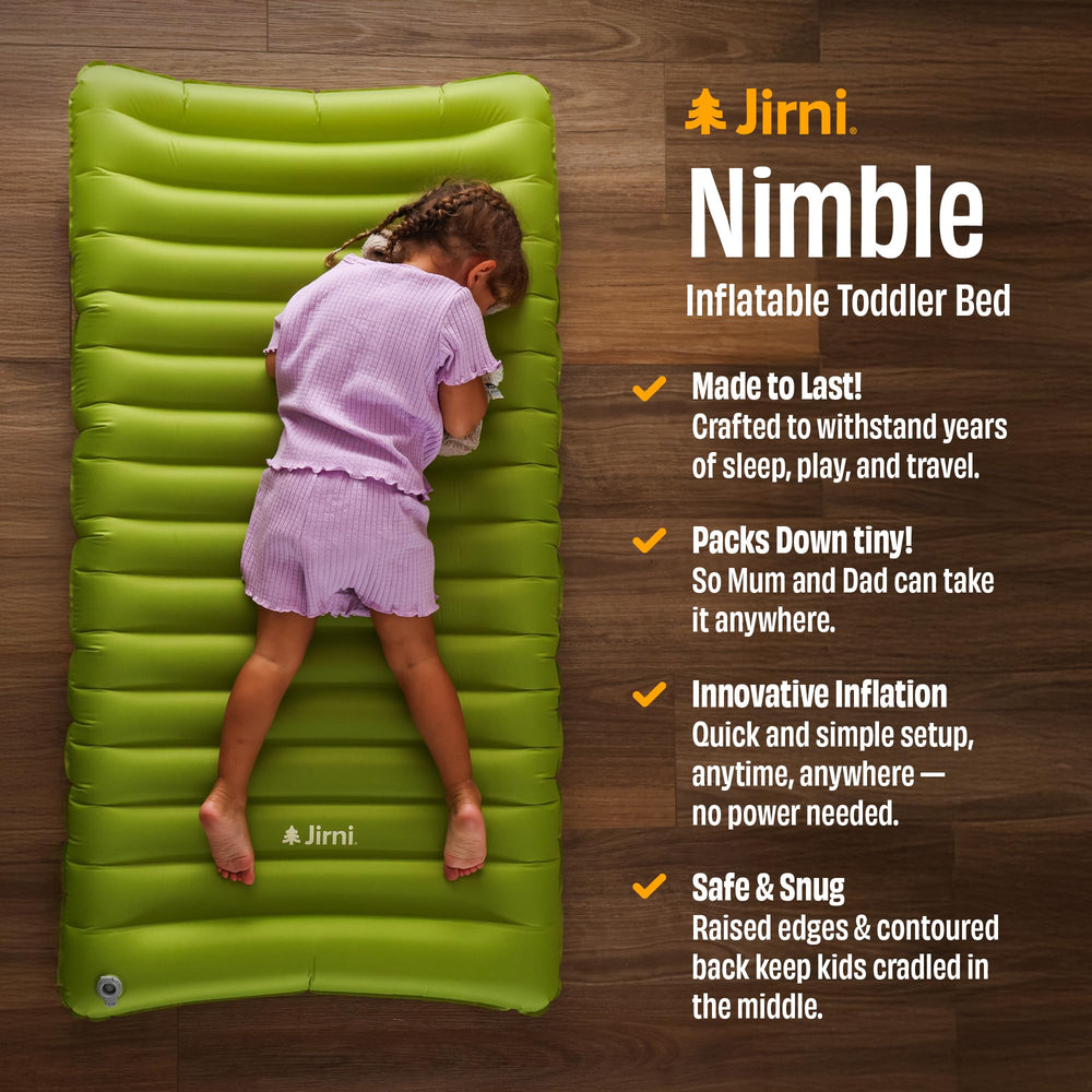 Jirni Premium Toddler Travel Bed made from 40D Nylon Ripstop for durability.