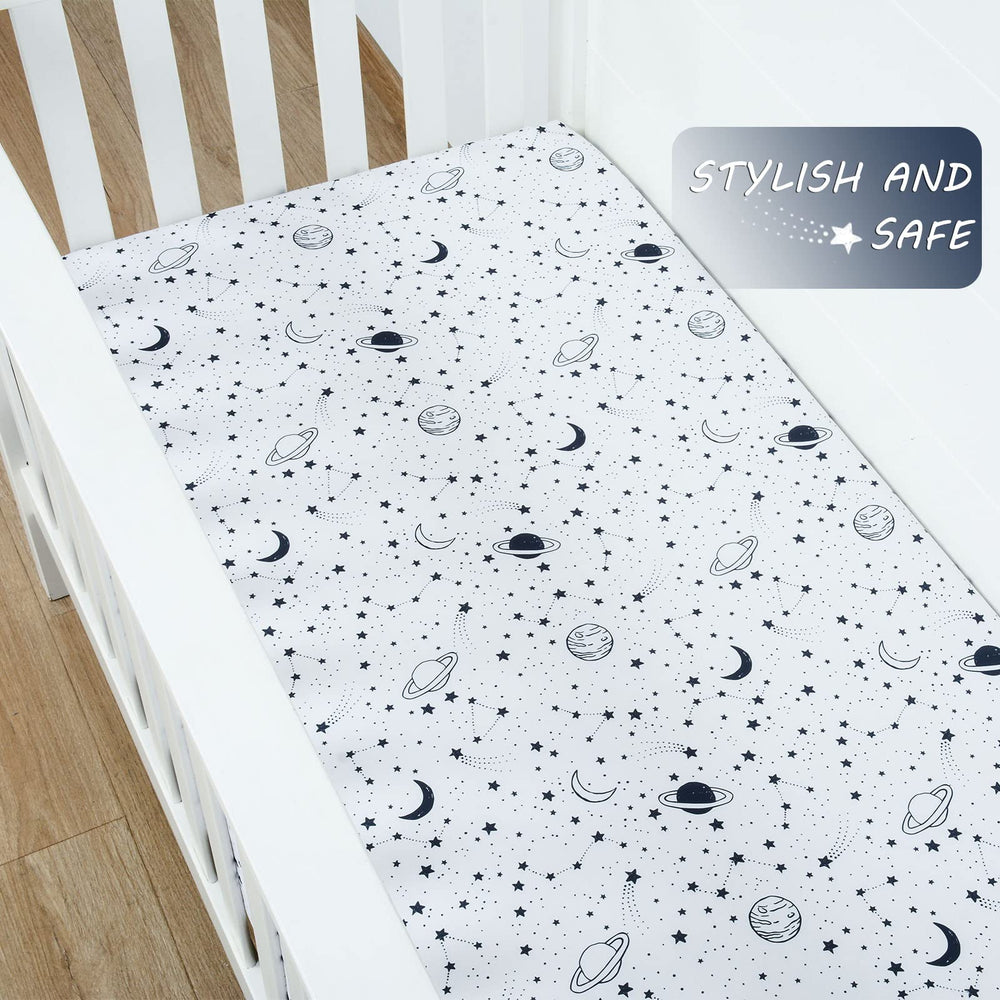 JISEN baby crib sheet easy care closeup highlights machine washable convenience