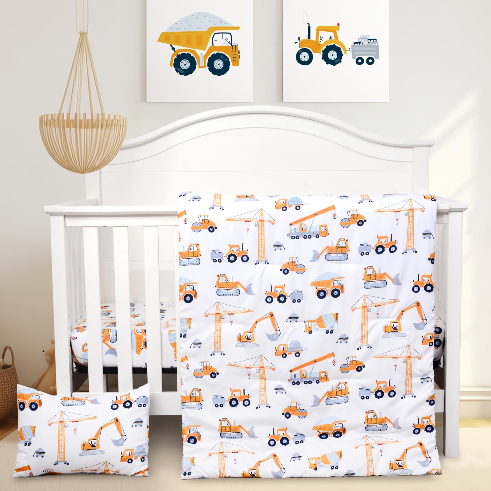 JISEN 3-piece crib bedding set packaging bag keeps components organized for storage