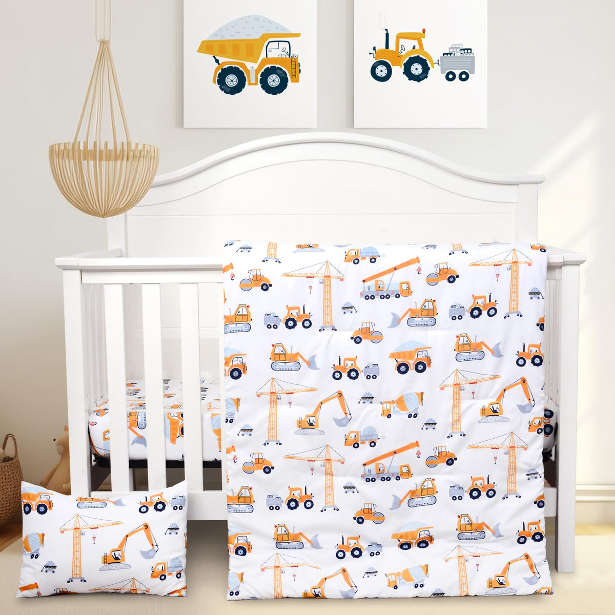 JISEN 3-piece crib bedding set packaging bag keeps components organized for storage