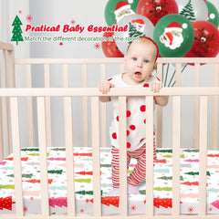 JISEN Christmas crib sheet 360-degree wrap secures the mattress for active sleepers.
