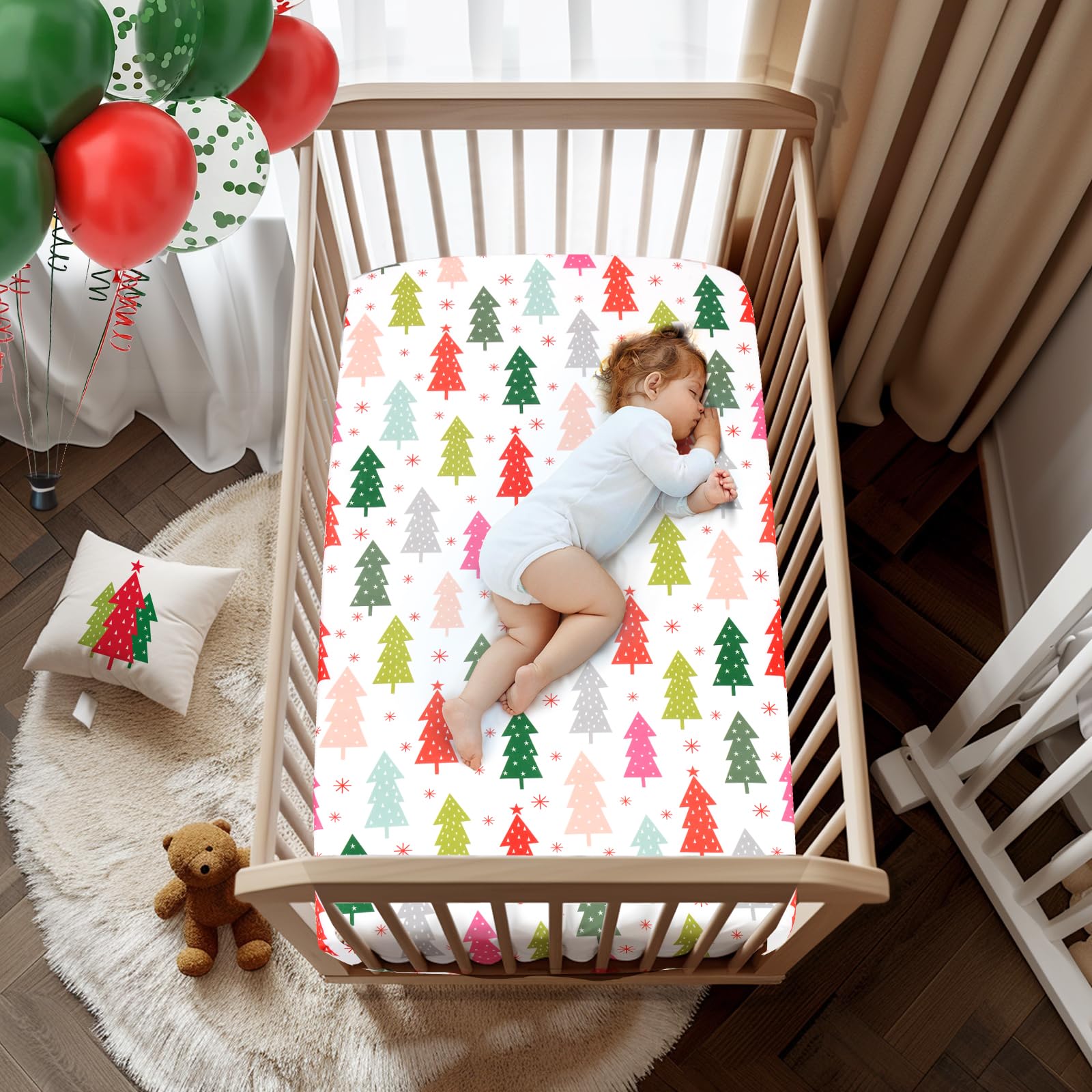JISEN Christmas crib sheet makes a charming gift for new parents during holidays.