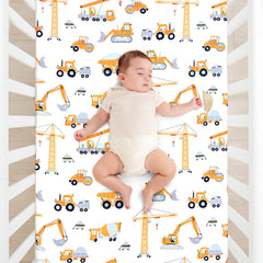 JISEN crib sheet 52x28 on standard crib demonstrates snug fit.