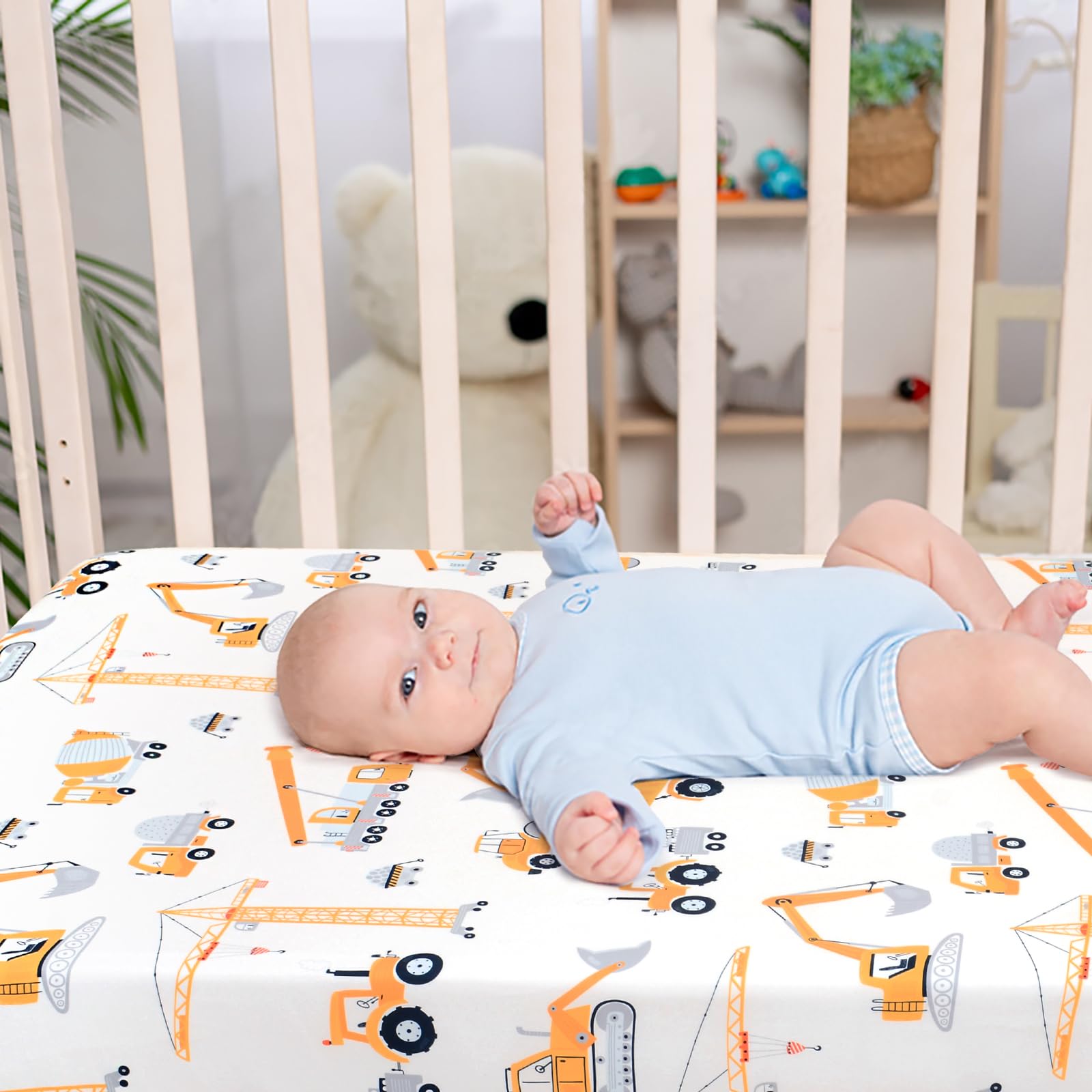 JISEN crib sheet machine washable on gentle cycle keeps softness.